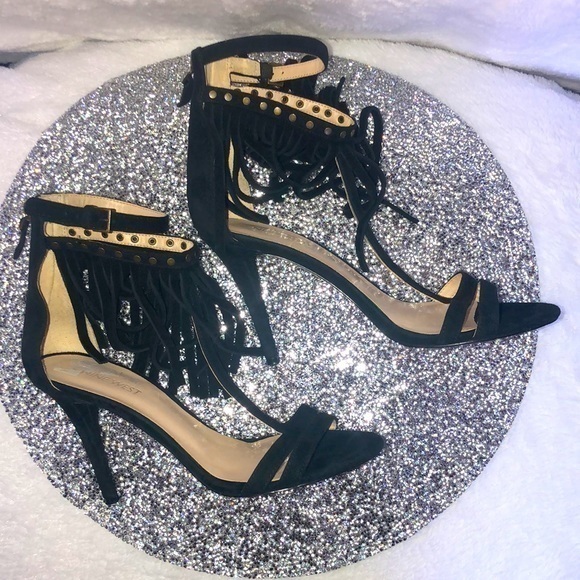 Nine‎ West Black Fringe Heels - Picture 1 of 5